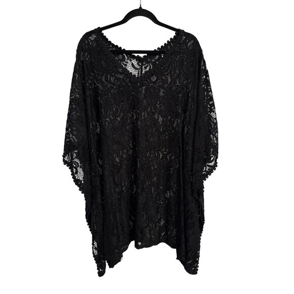 Women's Plus Size 2X Whimsigoth Sheer Lace Dolman Sleeve Coverup Tunic Boho - Picture 1 of 7